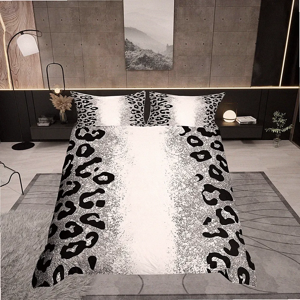 African Cheetah Wildlife Bedding Set King Size,Ombre Silver (Not Glitter) Duv...