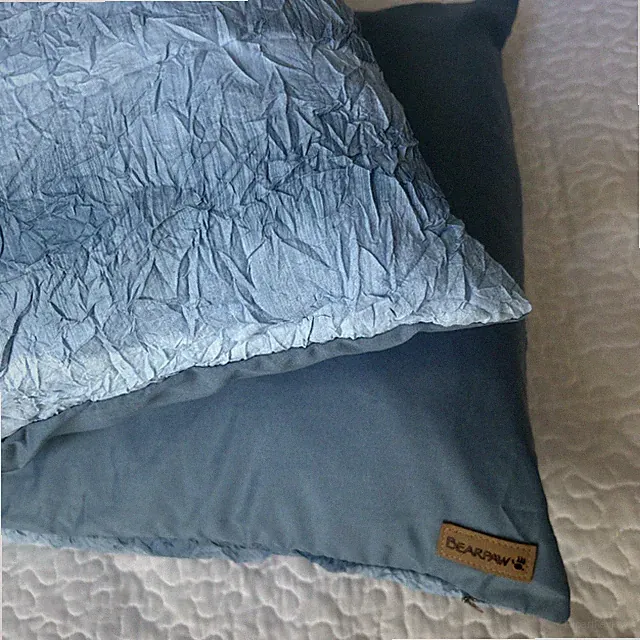 BearPaw Brand STANDARD Pillow Case Set Ombre Blue Zippered Crinkle Microfiber