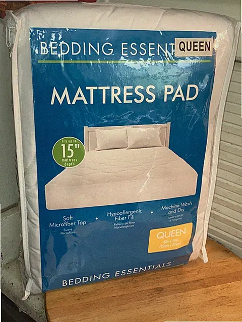 Bedding Essential Mattress Pad White Queen 15” Depth Microfiber Top Machine Wash