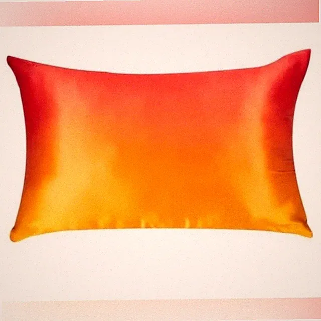 Blissy Mulberry Silk Pillowcase Queen Red Orange Ombre 100% Silk 22-Momme Zipper