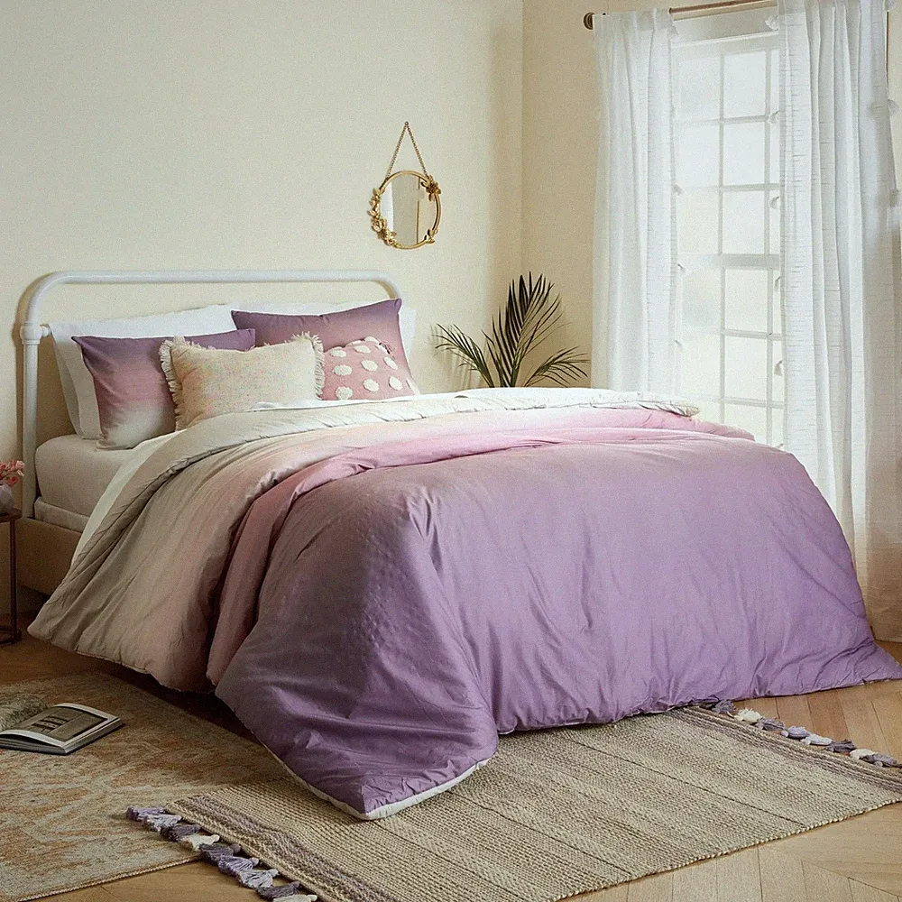 brand new Wild Sage Jenna PINK Ombre 96x110 inch KING Duvet Cover & 2 Shams