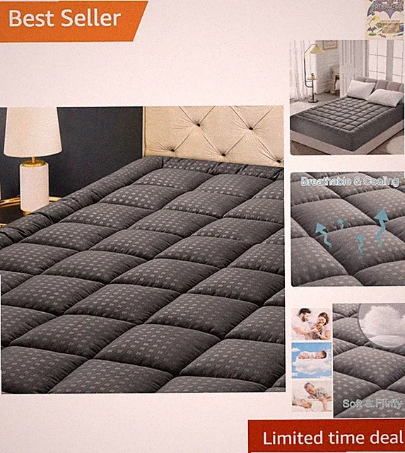 Breathable Fluffy Queen Mattress Cover - Quilted Protector for Ultimate Comfort