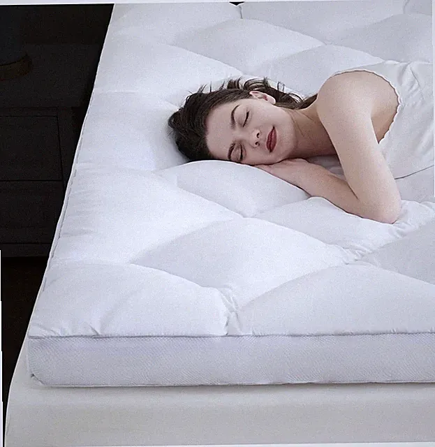 Downcool Cotton Mattress Topper Extra Thick Ultra Soft Breathable Diamond Grid