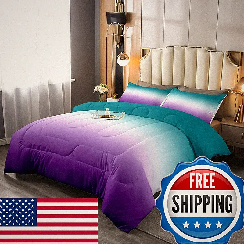 Erosebridal Ombre Comforter Set Green Purple Teal Bedding Set Full Size