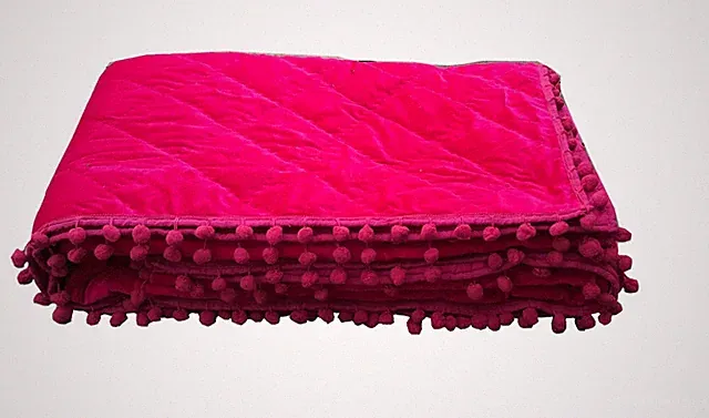 Fuchsia velvet Ombre Velvet Quilt Fuchsia Throw Blanket Fuchsia Queen Quilt.
