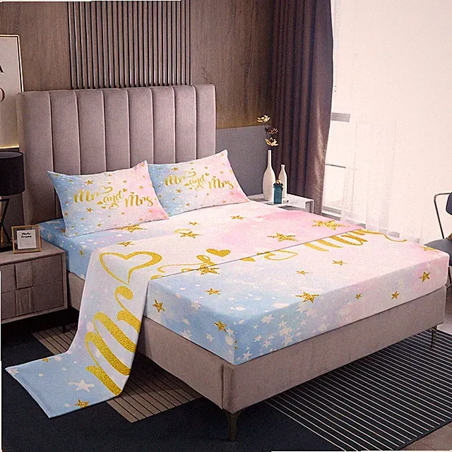 Gold Star Bed Set Queen Size Pink Blue Ombre Set Pink Blue OmbreSheets for Bo...