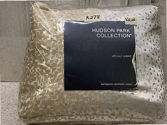 Hudson Park Speckle Ombre Full/Queen Duvet Cover Gold New