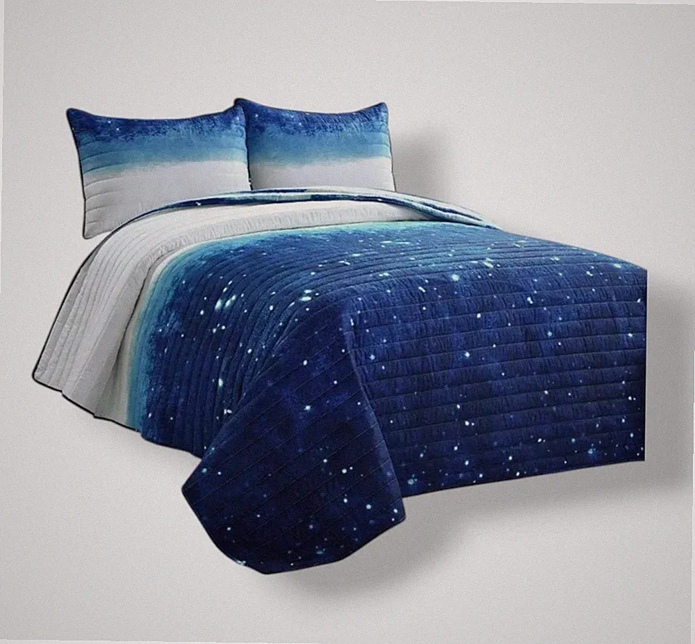 Lush Decor Blue Kids Space Star Ombre 2-Pc. Quilt Set, Twin Size