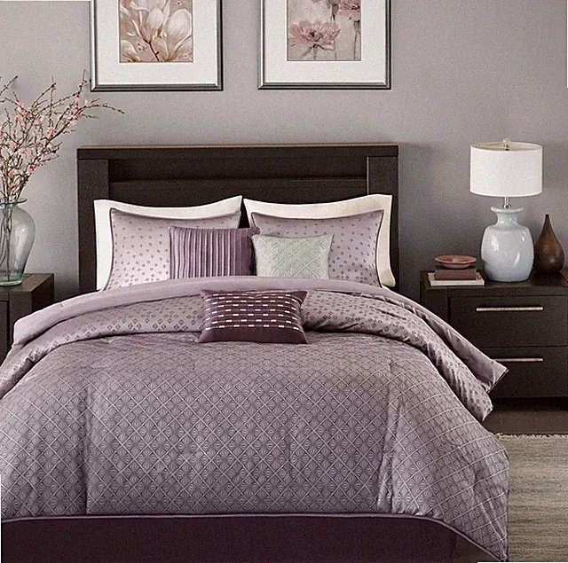 Madision Park Biloxi 7-Piece King Comforter Set - Ombre Purple Geometric Design