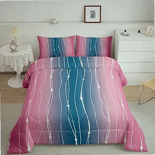 Navy Blue Pink Ombre Bedding Geometric Abstract Twin Pink and Navy Blue