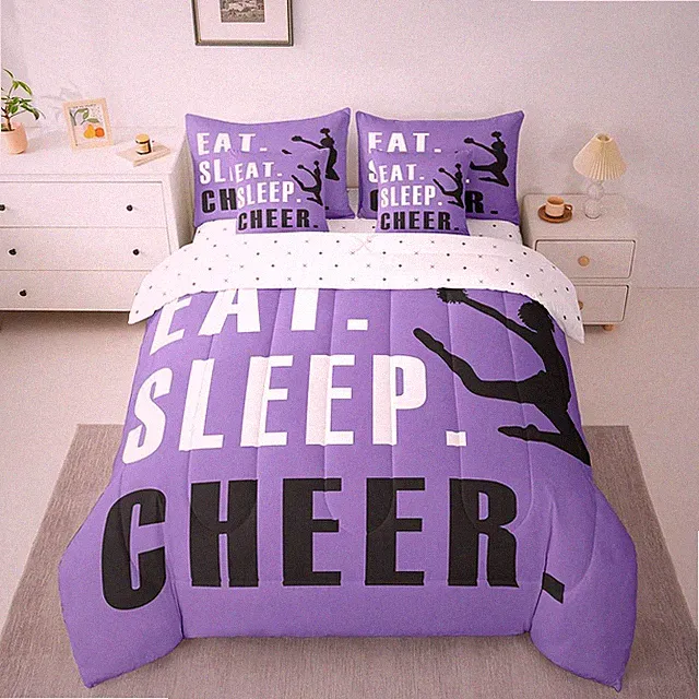 Ombre Purple Cheer Comforter Set with Sheets - 7 Piece Bedding for Kids & Teens