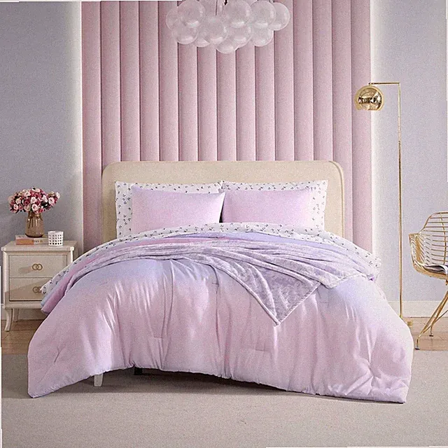 Ombre Purple Twin Comforter Set with Bonus Bedding Essentials