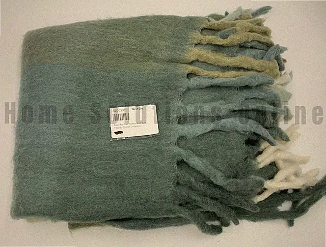 west elm Faux Mohair Framed Ombre Throw Blanket Celadon 50" x 60" #S6014
